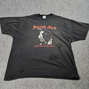 Vintage 90s Focsle Bar Graphic Tshirt Mens 2XL Ketchikan Alaska Black Biker USA